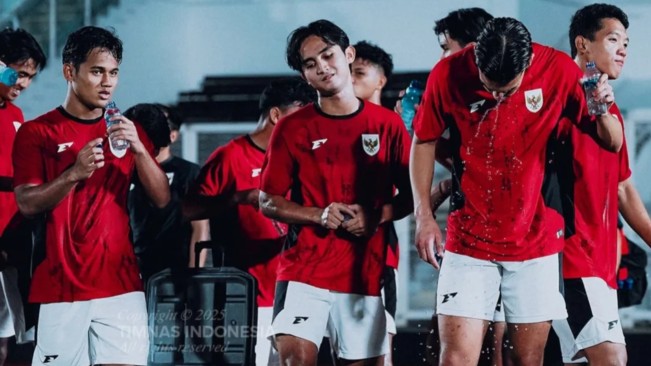 Pemain Timnas Indonesia U-23 sedang latihan. [Instagram/@timnasindonesia]